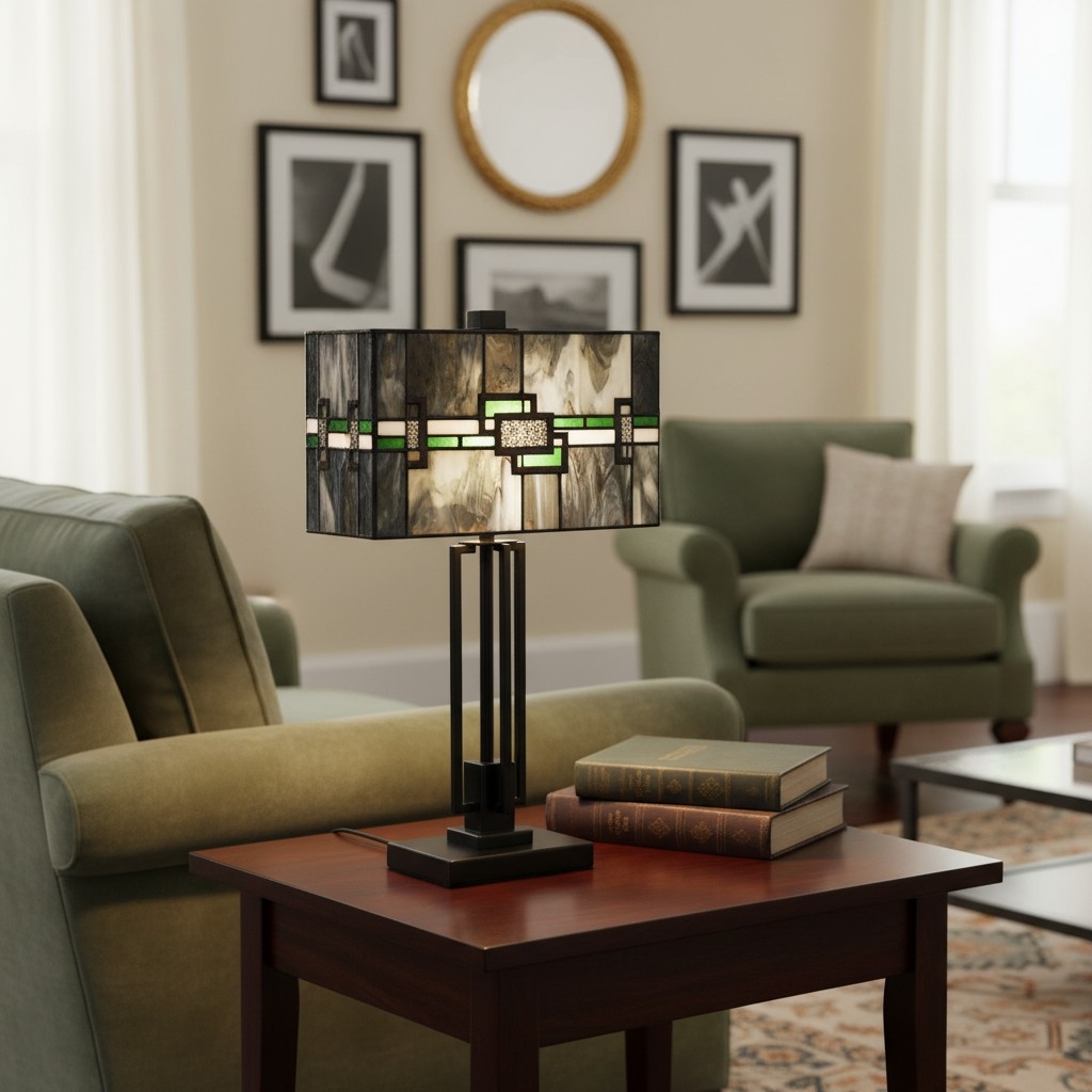Culletto Mosaic Rectangular Stained Glass Table Lamp T646