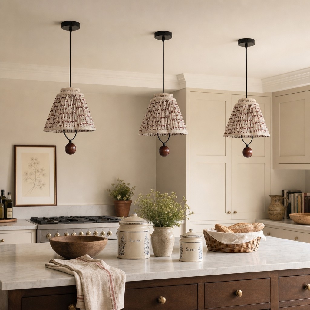 Solmire Decorative Floral Fabric Pendant Light - Metal Accent Hanging Lamp for Living Room and Dining Room T2231