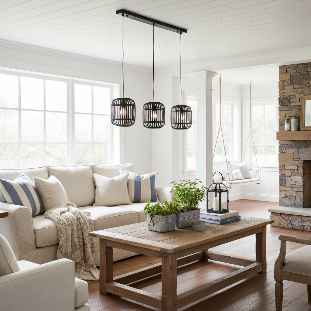 Yumeko Adjustable Bamboo Pendant Lamp - Natural Cage Ceiling Light Perfect for Living & Dining Rooms T999