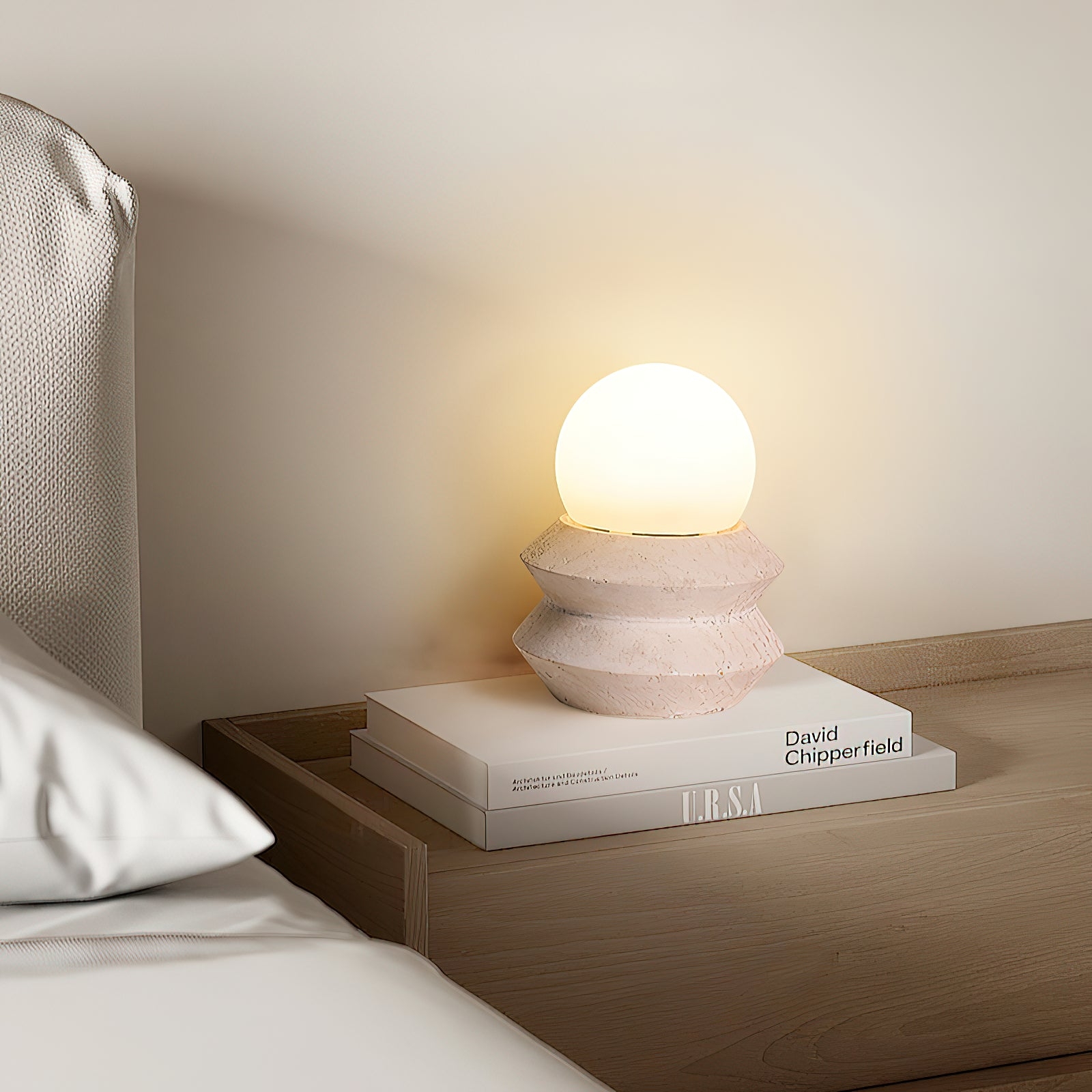 Fin Travertine Table Lamp (Built-in Battery) T1884