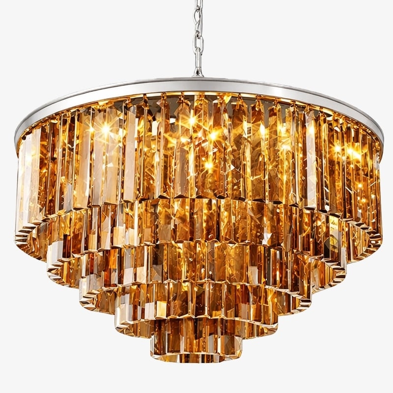 Aurevon Crystal Prism Metal Frame Modern Ceiling Chandelier for Home and Hotel T494