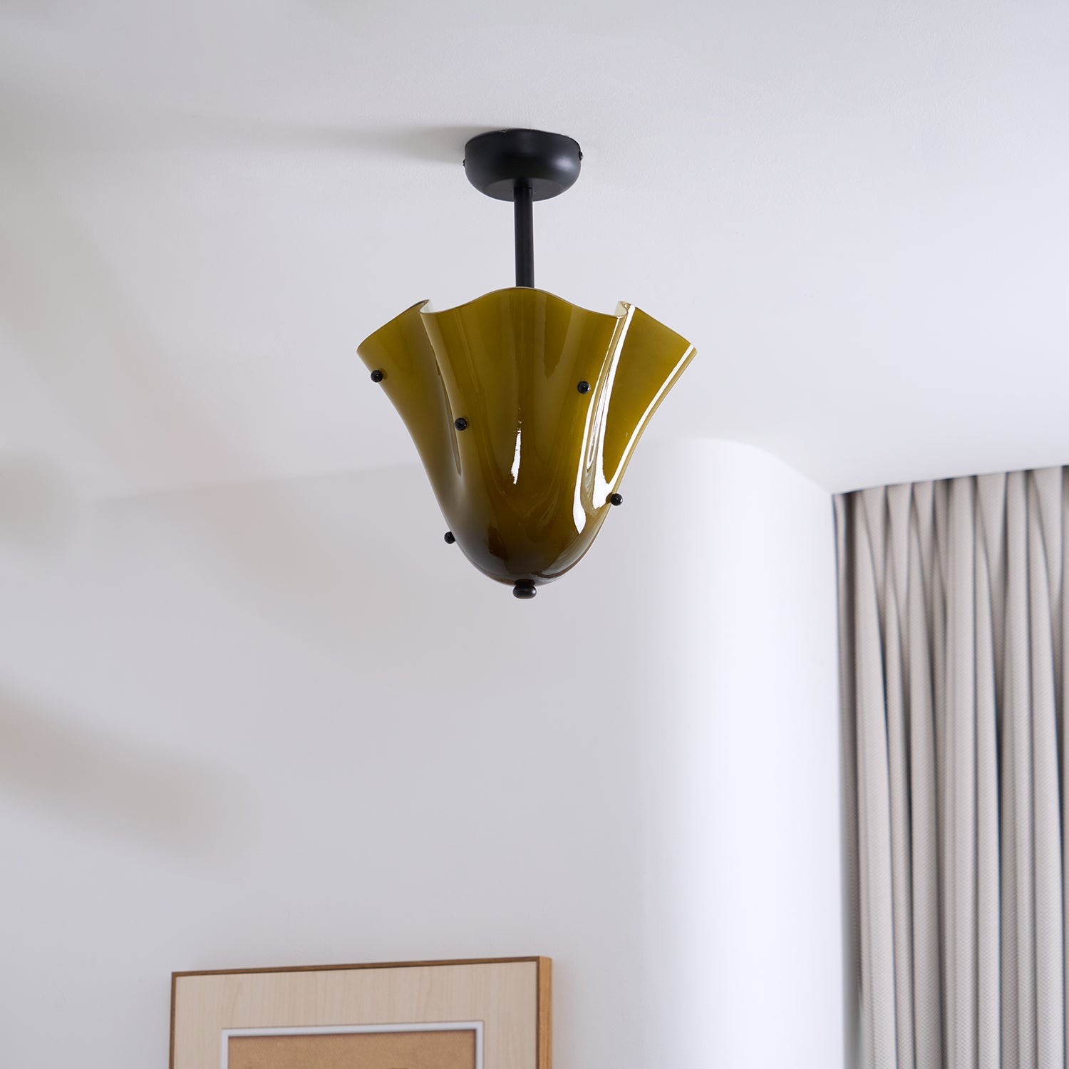 Bellina Petal Fold Glass Ceiling Light - Artistic Fixture for Bedroom T282