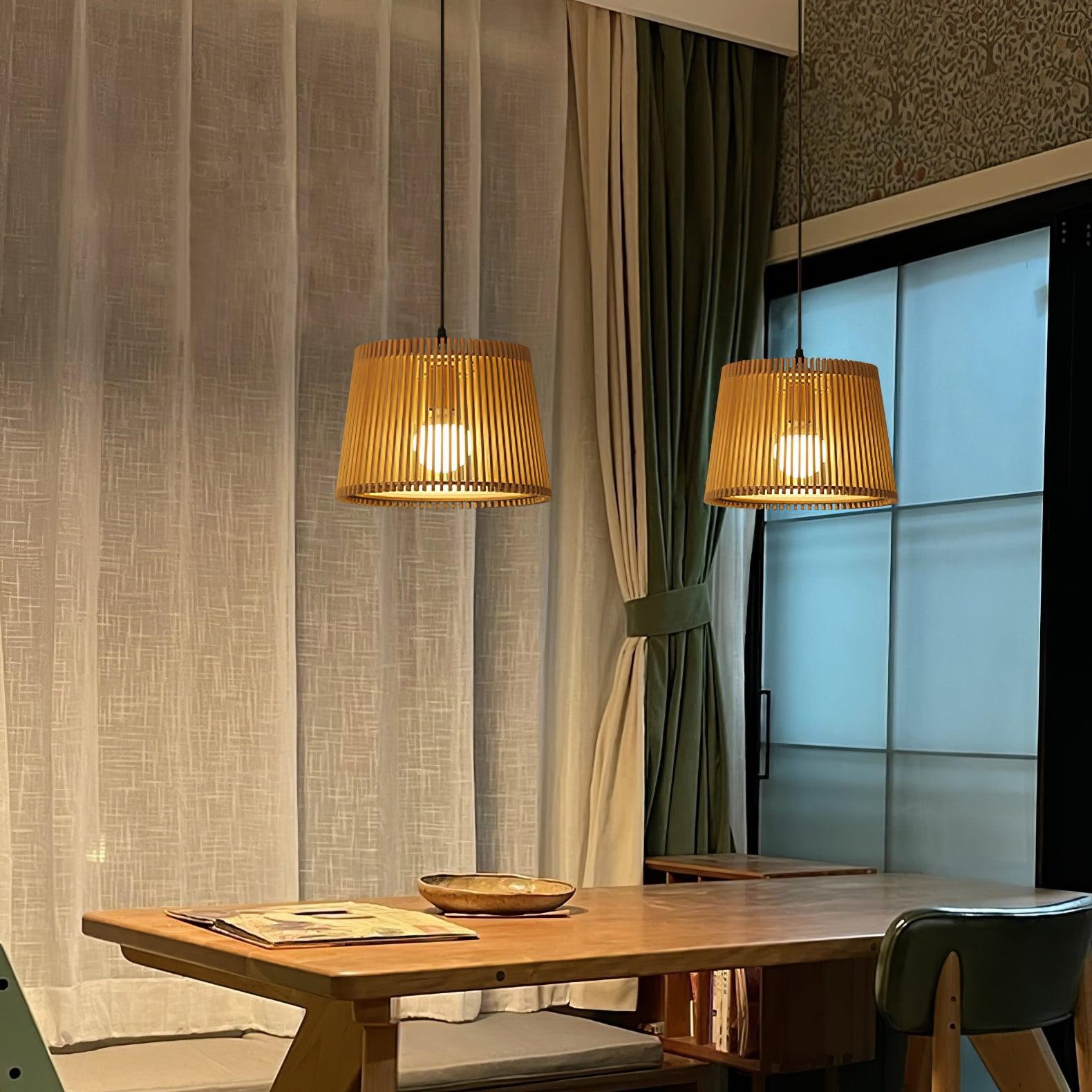 Wooden Log Color Cage Pendant Light M319