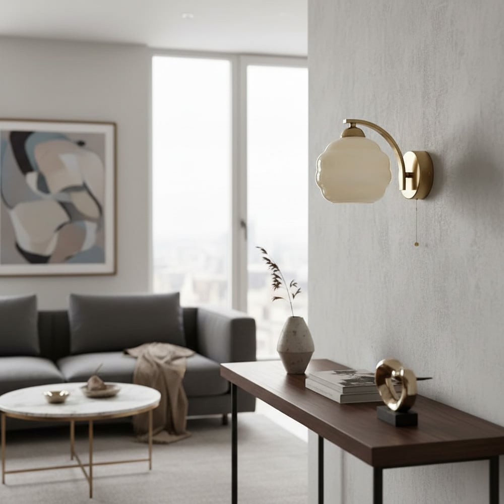Curvona Bauhaus Milk Glass Wall Sconce - Minimalist Decor Upgrade T461