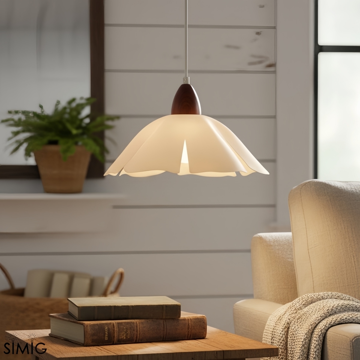 Floral Pendant Light - Modern Acrylic and Iron for Bedroom S402