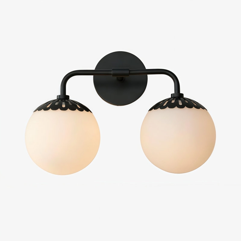 Vinbrea Glass Globe Wall Lamp - Minimal Curved Arm Light for Living Room T1209