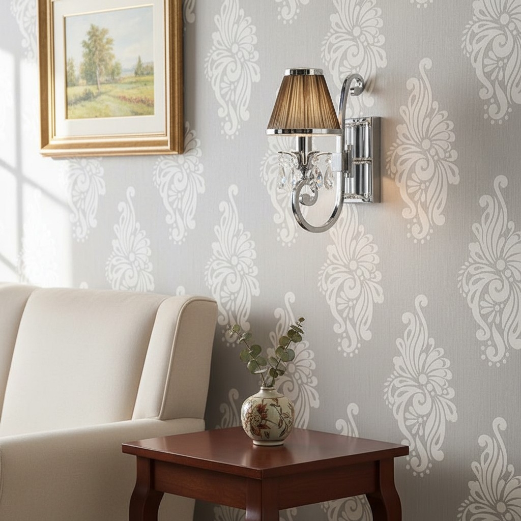 Talonis Luxury Crystal Wall Sconce - Chrome Finish Frame for Bedrooms and Home Décor T965