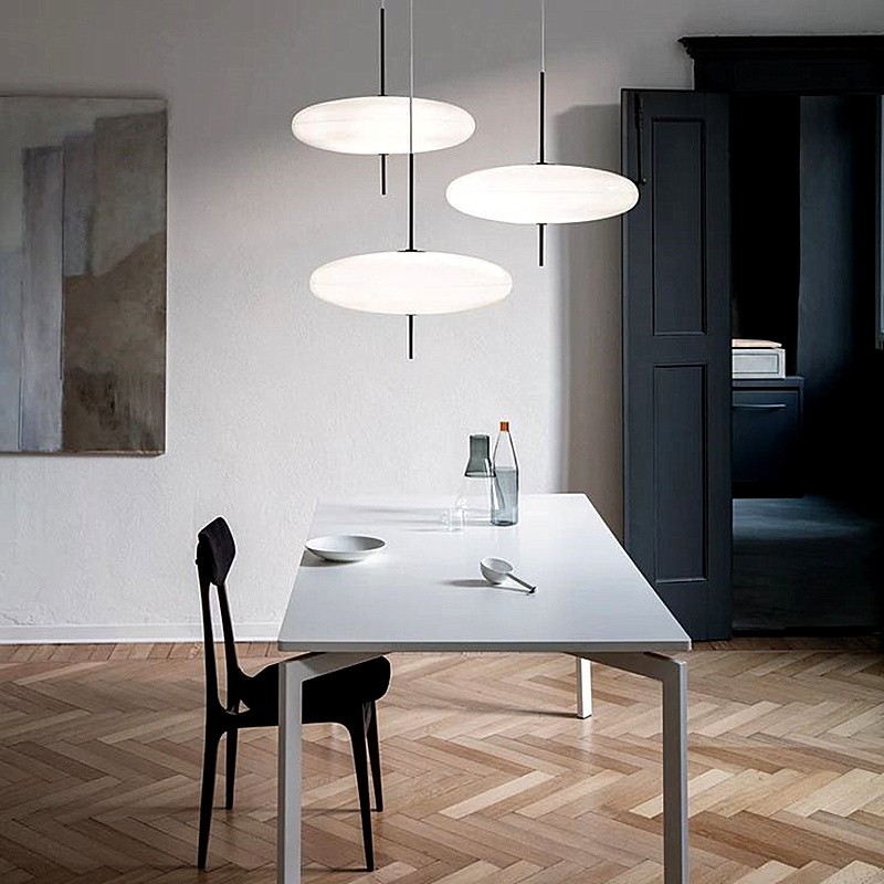 Modern Oval Pendant Light – Metal and Acrylic Pendant Lamp for Living Room