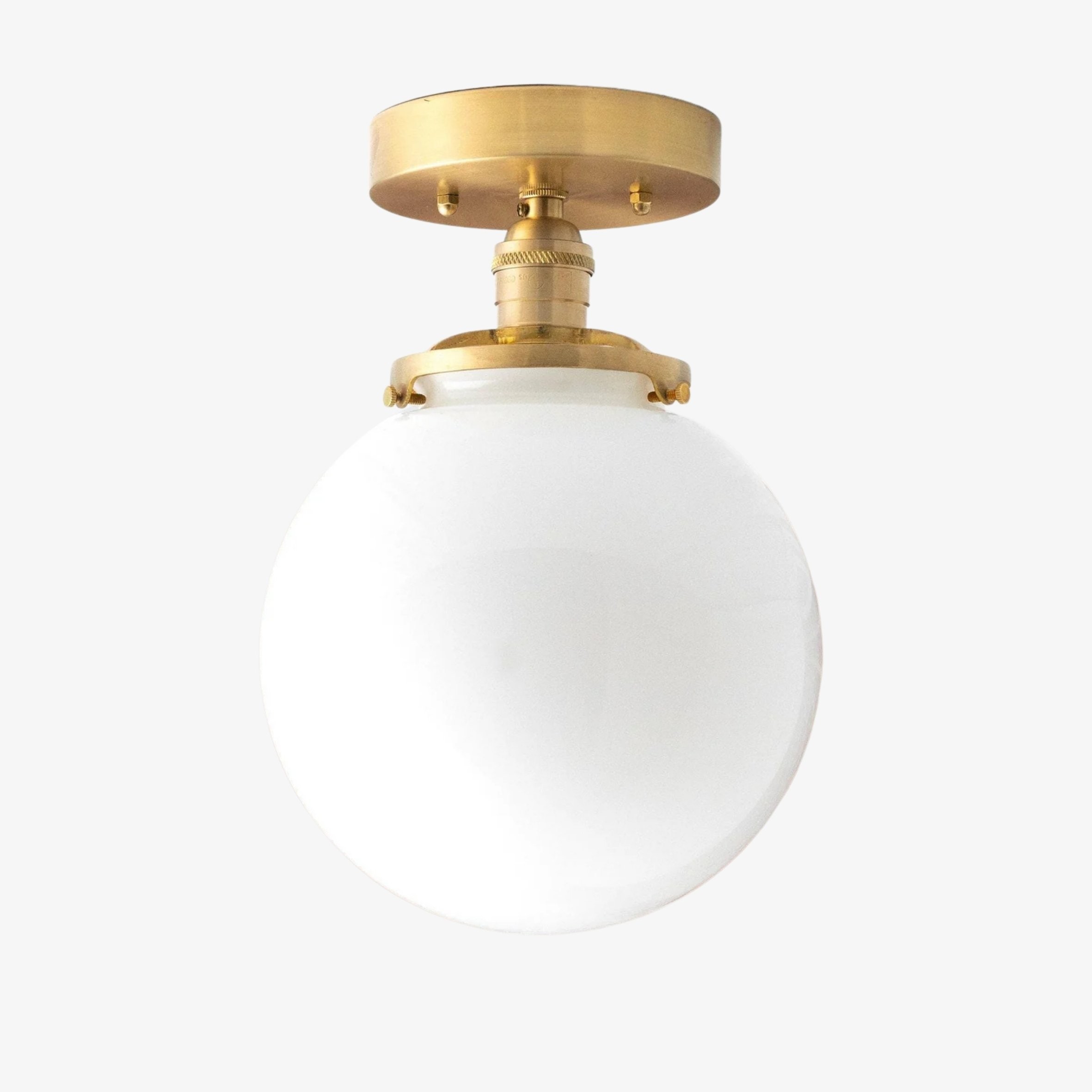 Glorica Glass Mid Century Semi Flush Ceiling Light - Whte Opal Gliass Globe Fixture T368