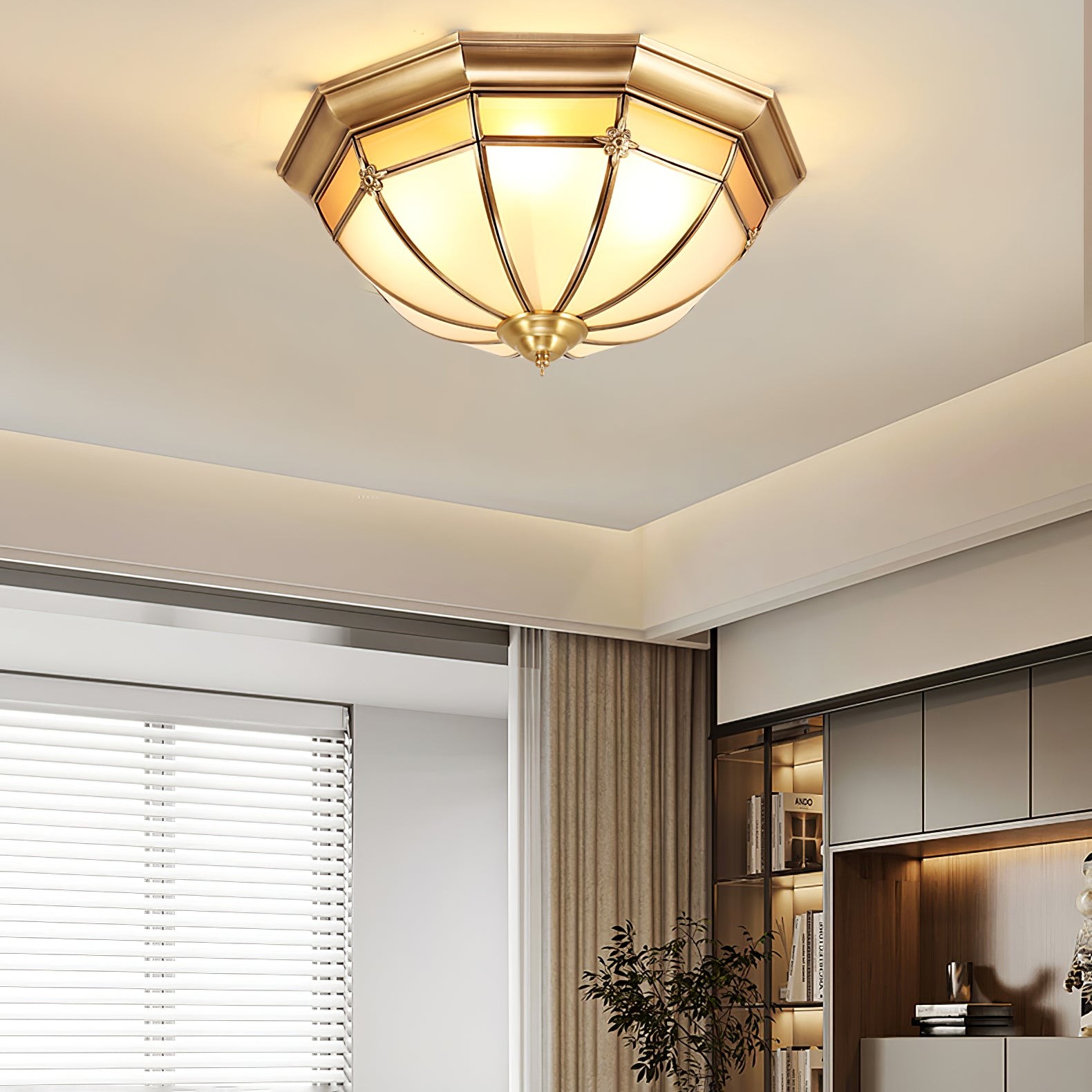 Dome Brass Flush Ceiling Lamp M460