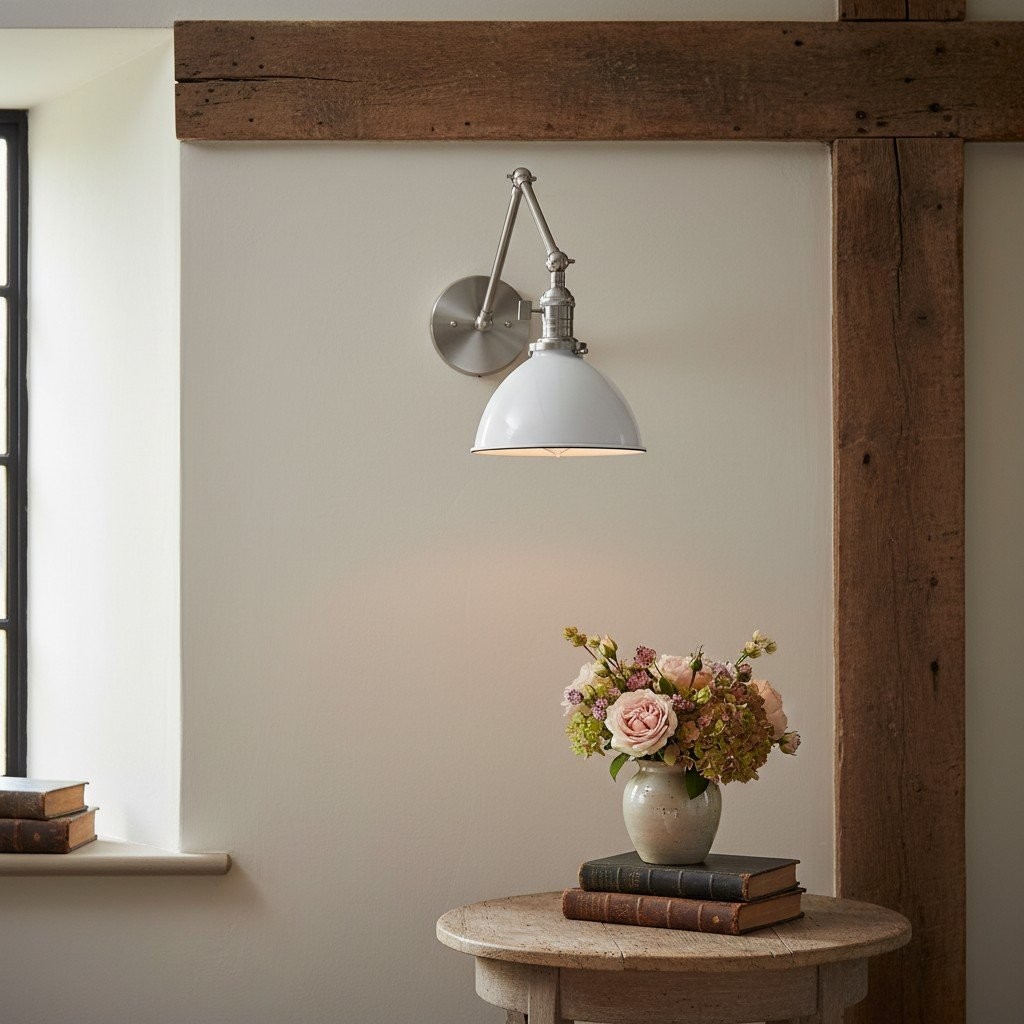 Conique Metal Vintage Industrial Swing Arm Wall Lamp - Adjustable Dome Shade for Study T313
