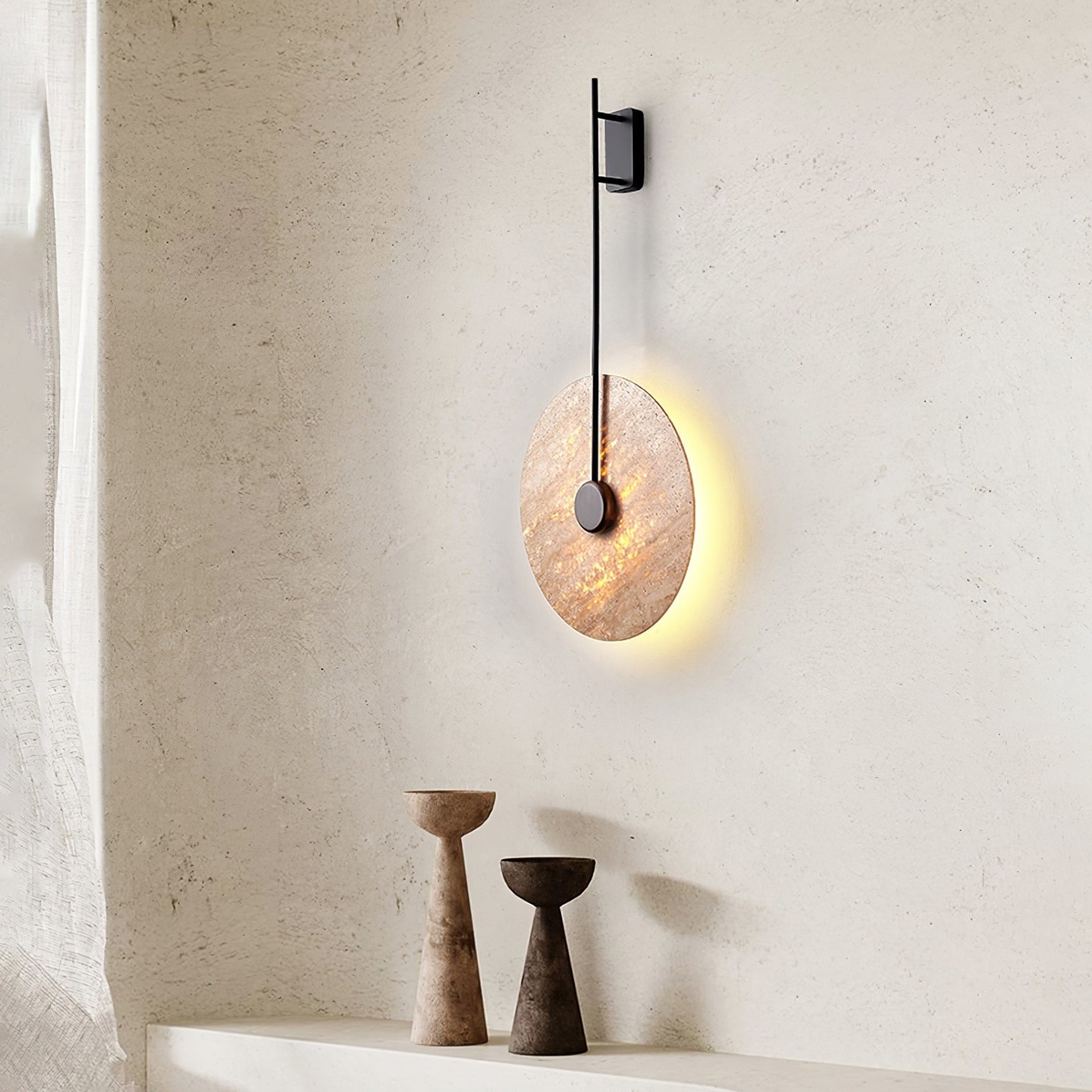Minimalist Guitar Vertical Design Travertine Wall Sconce S311