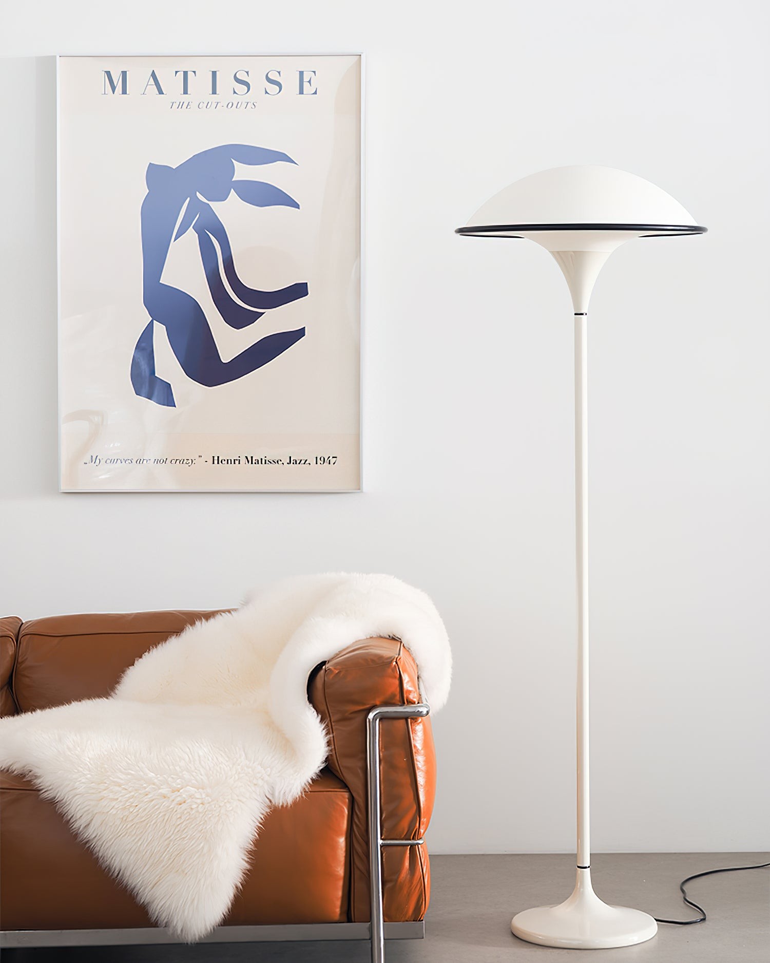 Danish Retro White Flying Saucer Floor Lamp M278