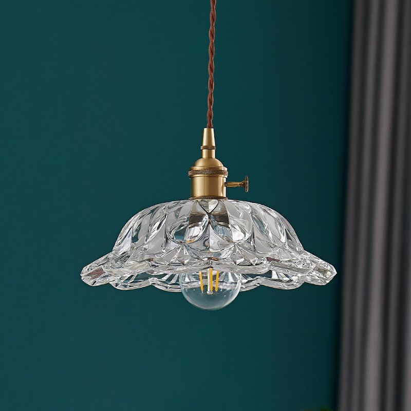 Nordic Vintage Flower Glass Pendant Light S67