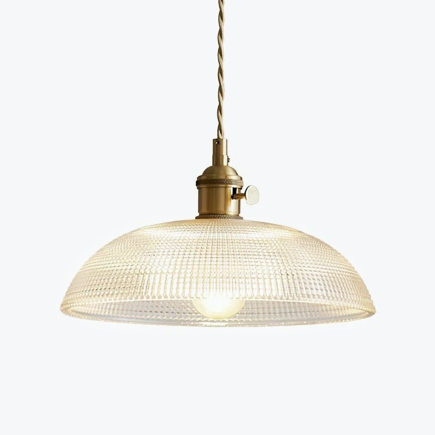 Modern Spiral Pendant Light – Textured Ribbed Glass Shade S225