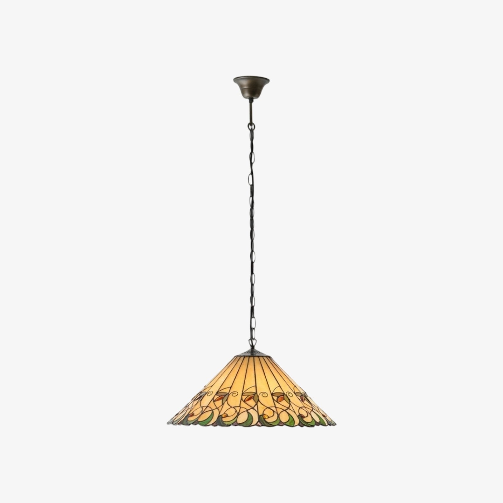 TF Jamelia Vintage Floral Stained Glass Dome Pendant Light for Dining Rooms T1052