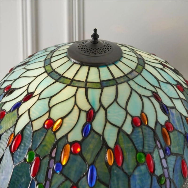 TiffStar Art Glass Floor Lamp with Ornamental Pattern Shade - Standing Light for Living Rooms T943