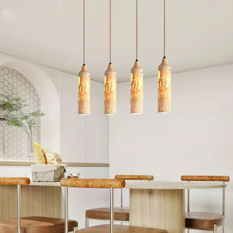 Modern Wabi-Sabi Travertine Pendant Lamp for Minimalist Spaces S271