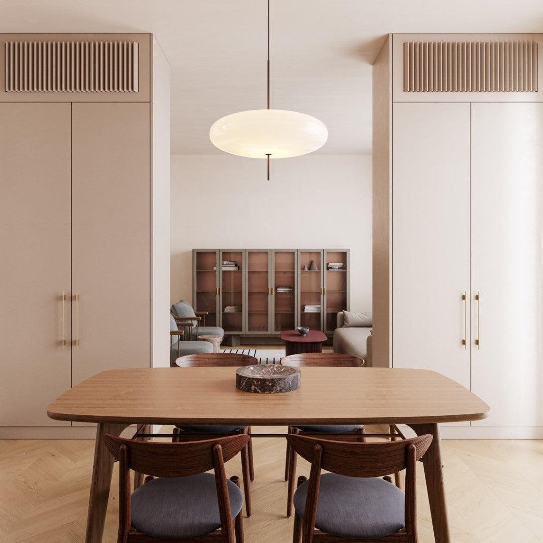 Modern Oval Pendant Light – Metal and Acrylic Pendant Lamp for Living Room