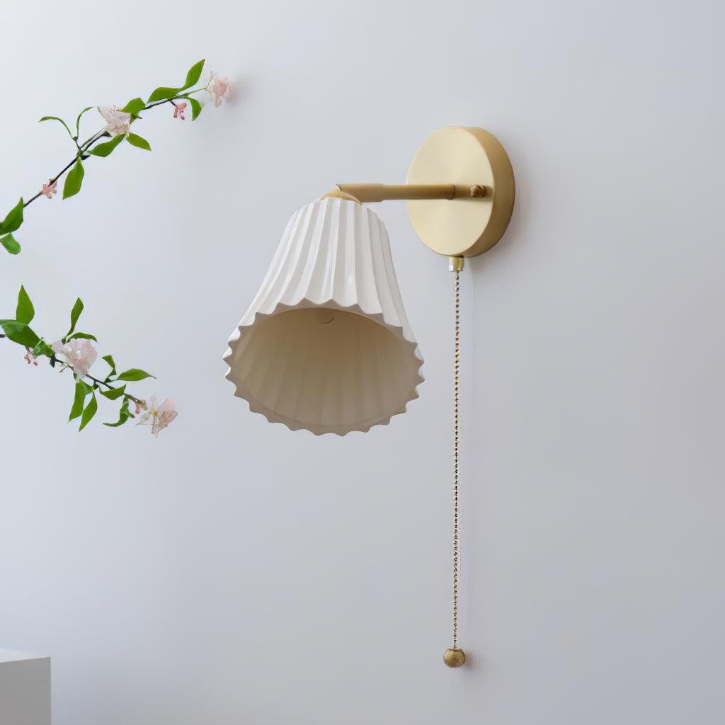 Modern Pull Cord Metal Ceramics Indoor Wall Lamp for Bedroom M401