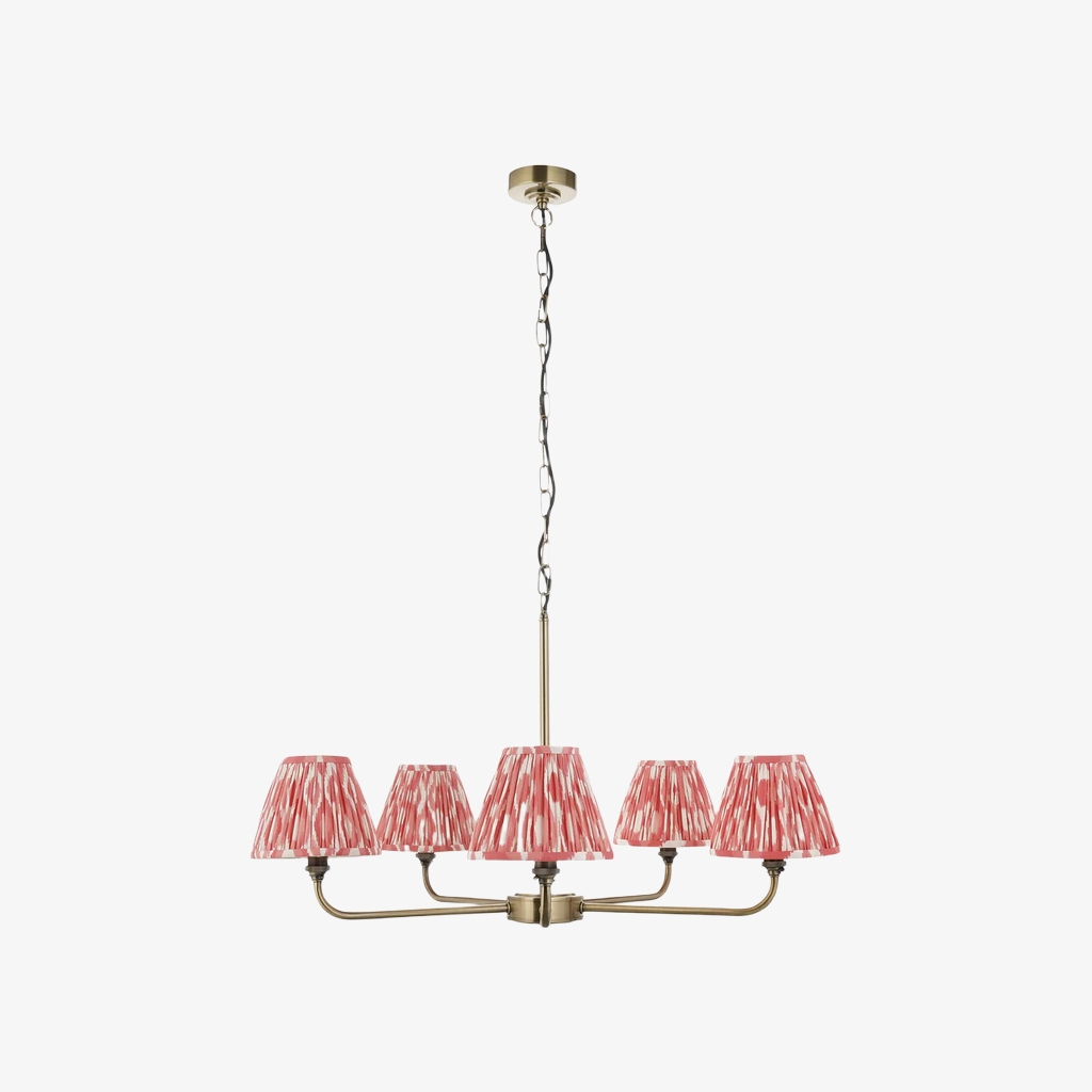 Zevatik Classic Ikat Patterned Fabric Chandelier - Metal Bracket Chandelier T922