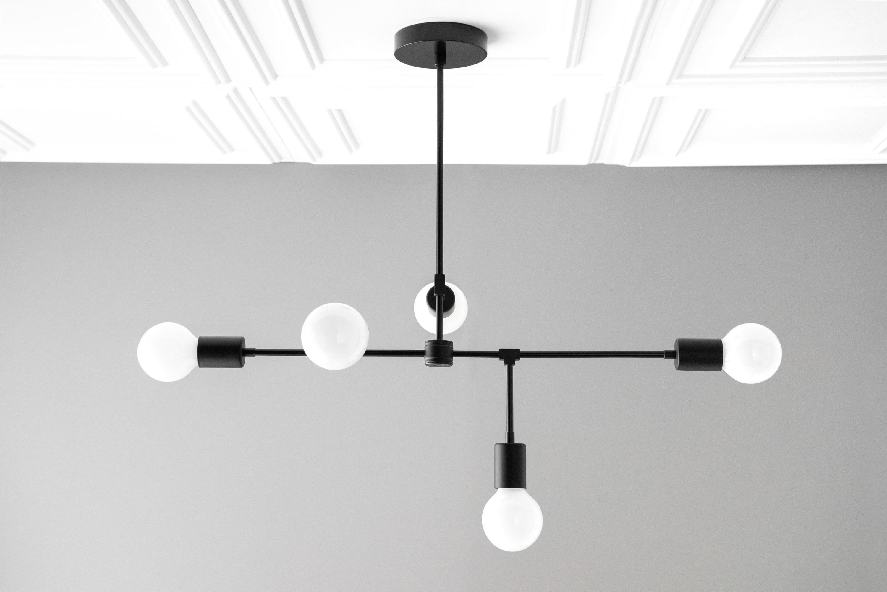 Mobilux Line 5 Light Chandelier - Modern Ceiling Hanging Lamp for Dining Room T355