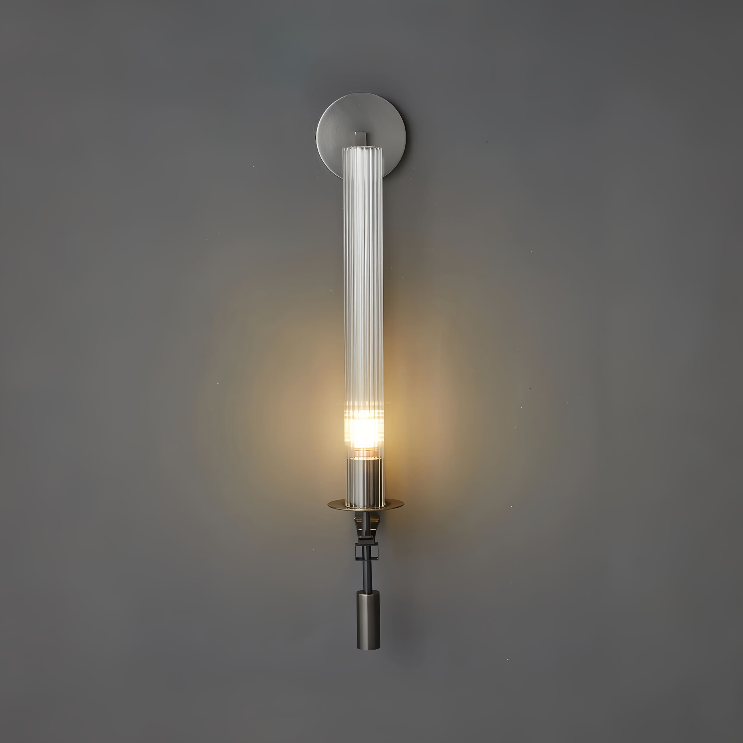 Ribbed Glass Wall Lamp with Slim Metal Base – Classic Meets Modern S229