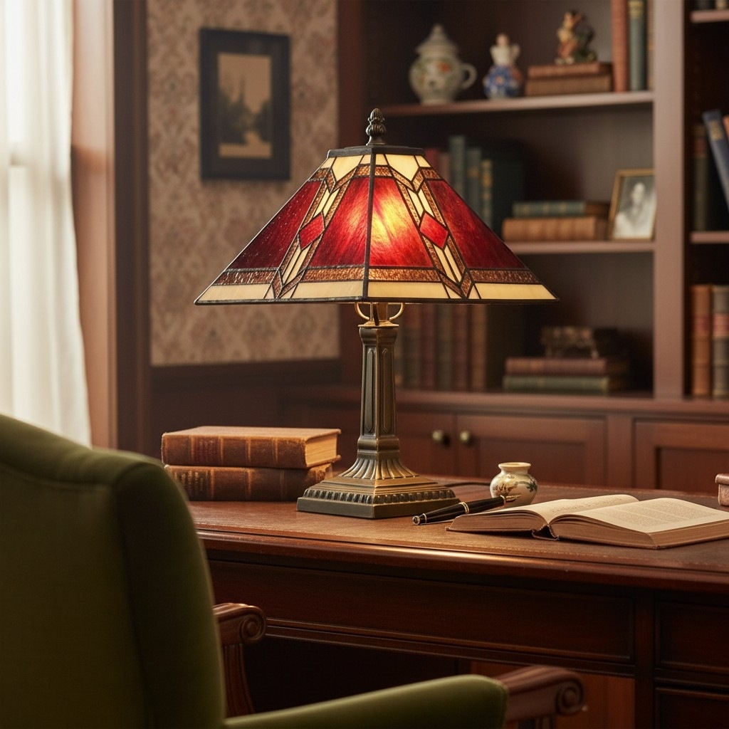 TiffStar Stained Glass Table Lamp - Vintage Style Stained Glass Suitable for Bedrooms and Living Rooms T1039