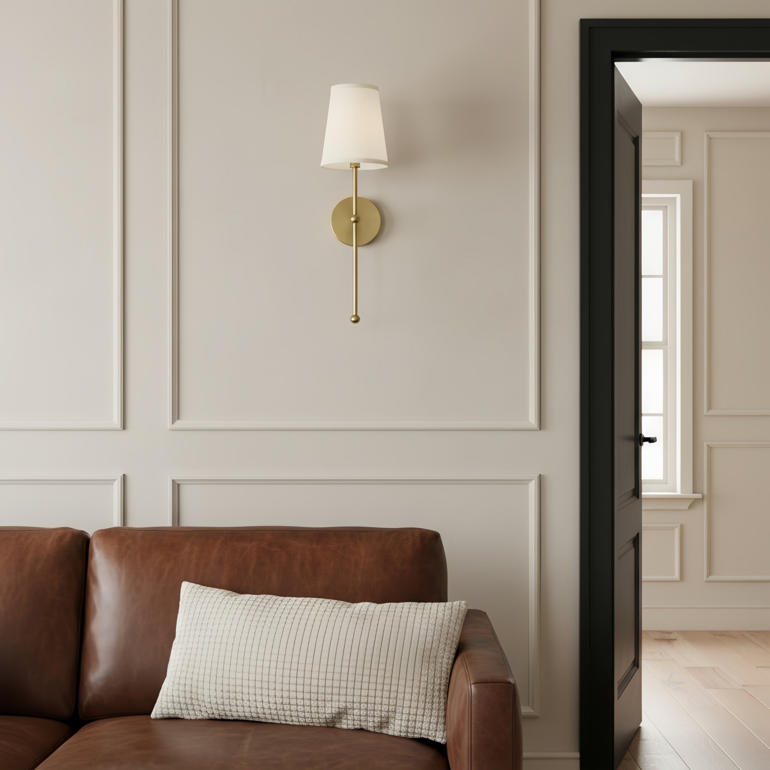 Meshara Minimalist Gold Wall Lamp - Metal and Fabric Material for Living Room T1176