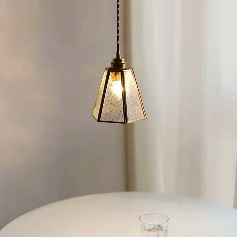 Japanese Vintage Begonia Glass Pendant Light