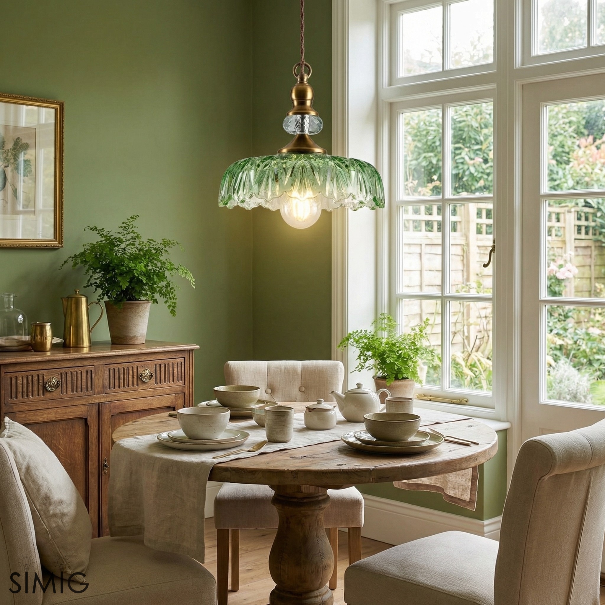 Verdoma Petal Glass Pendant Light - Vintage Style for Dining Room Accent U01