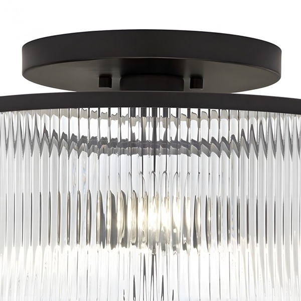 Rilona Clear Glass Drum Semi Flush Ceiling Light - Farmhouse Retro Styley U13