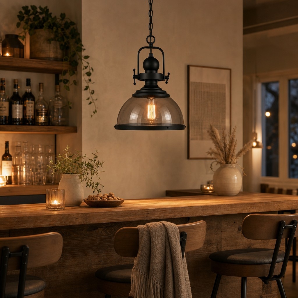 Ivoran Industrial Metal Smoky Glass Pendant Lamp - Suitable for Kitchen Island T2245