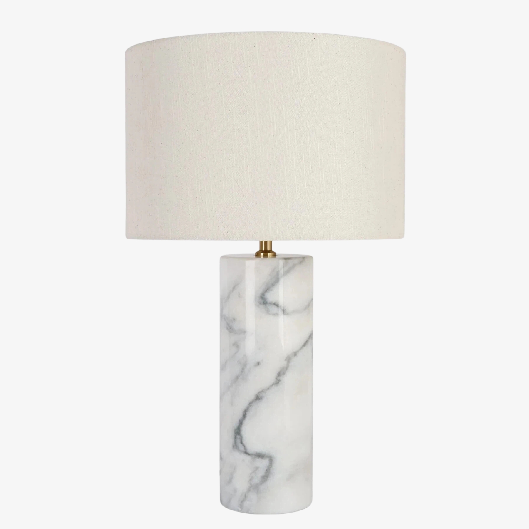 Minimalist Travertine Table Lamp – Linen Shade Bedside Light for Bedroom S409