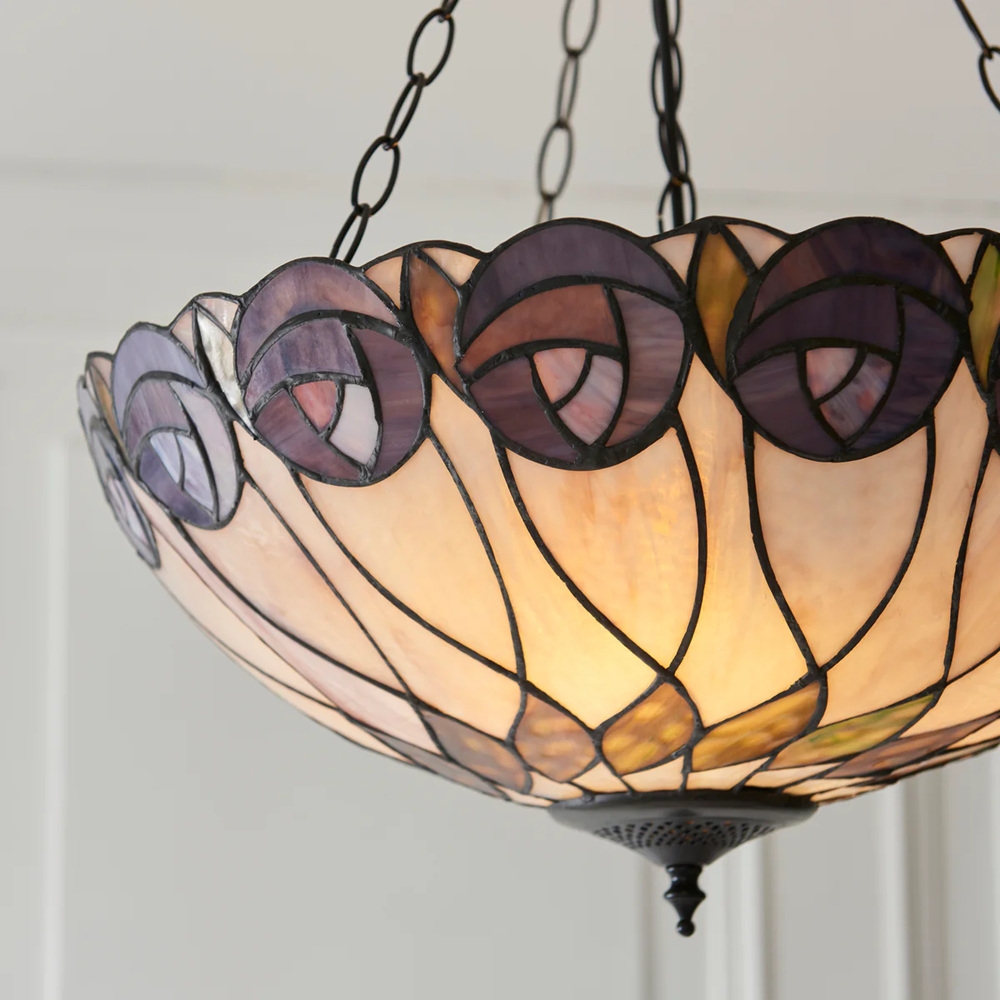 TF Hutchinson Tiffany Pendant - Inverted Art Glass Adjustable Ceiling Light for Home T903
