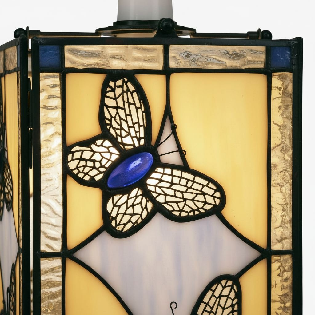 TF Butterfly Pendant Lamp - Artistic Stained Glass Pendant Light for Living Room or Bedroom T835