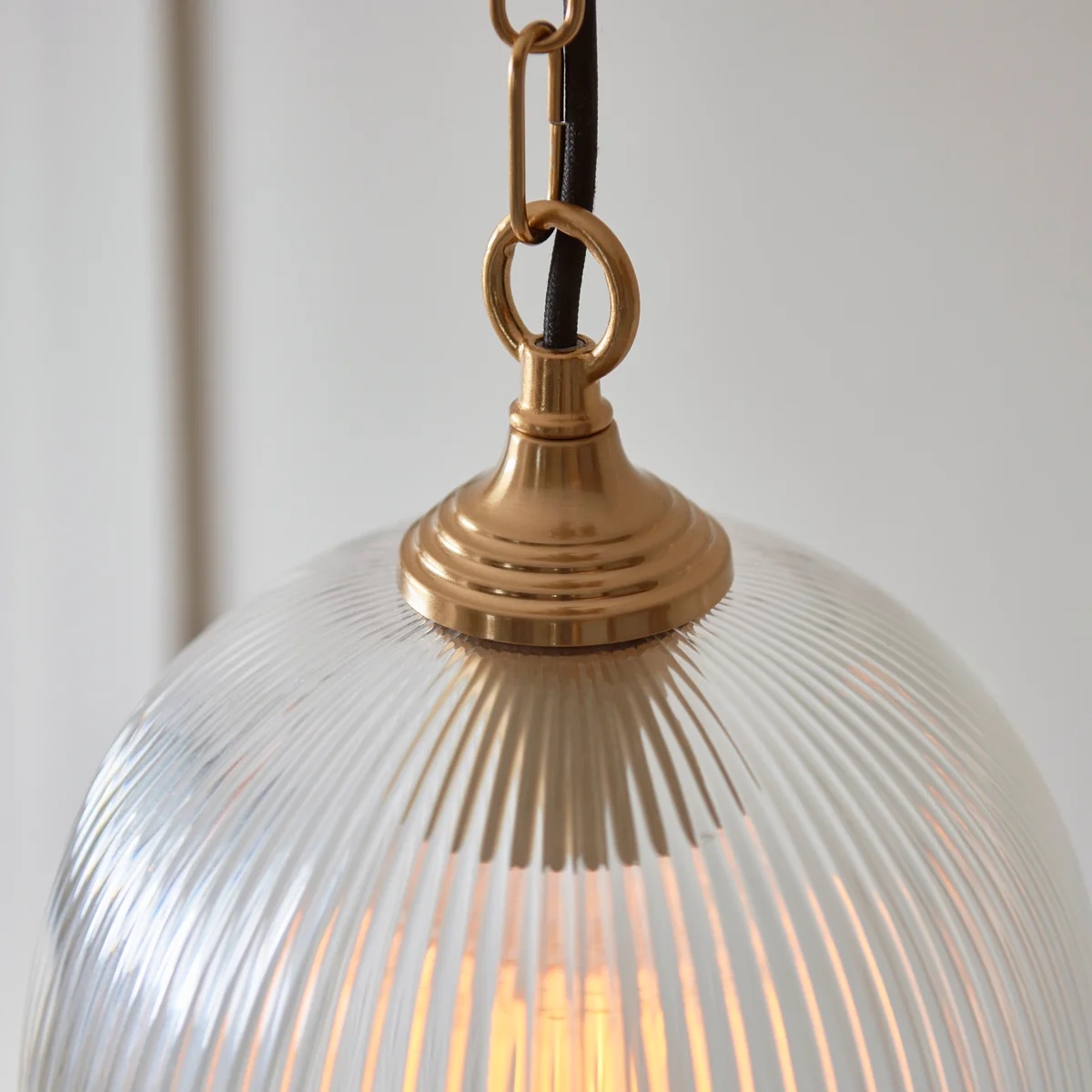 Brazara Glass Dome Pendant Light - Classic Metal Trim Design for Kitchen and Dining T916