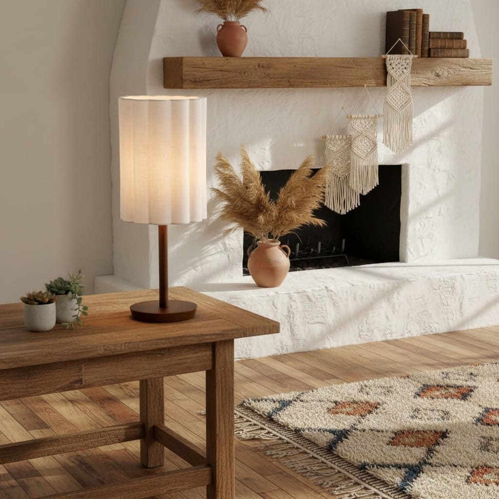 Linbron Wood Fabric Table Lamp - Modern Accent for Living Room T647