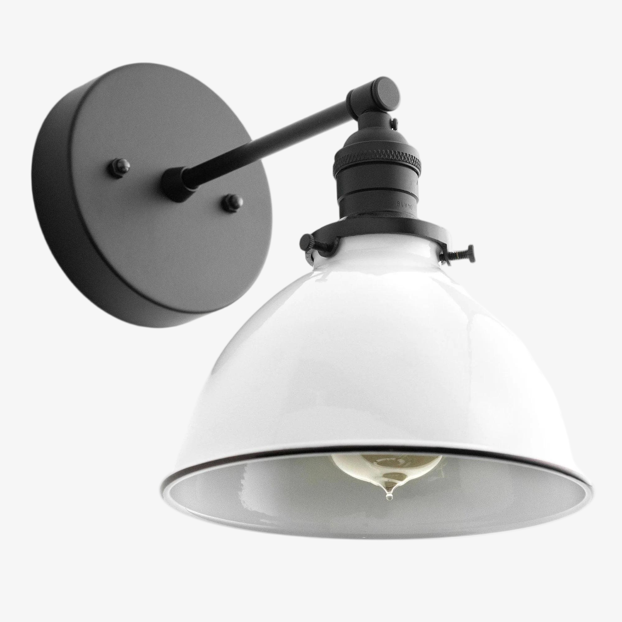 Conique Metal  Wall Sconce - White Metal Shade - Industrial Modern Lighting T307