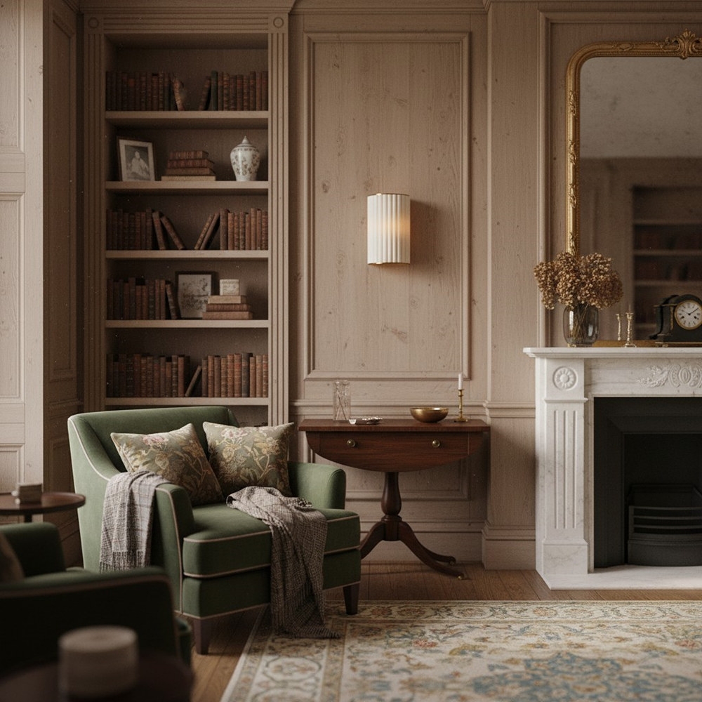 Duova Scalloped Wall Lamp - Antique Brass with Linen Fabric Suitable for Living Room and Bedroom T730
