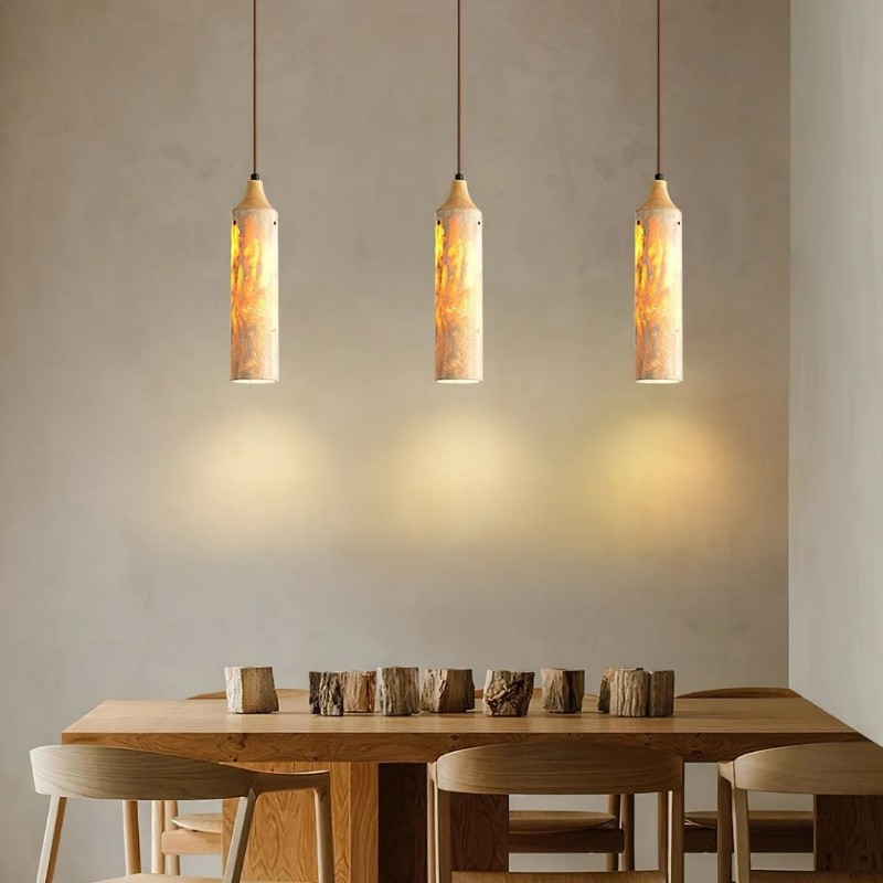 Modern Wabi-Sabi Travertine Pendant Lamp for Minimalist Spaces S271