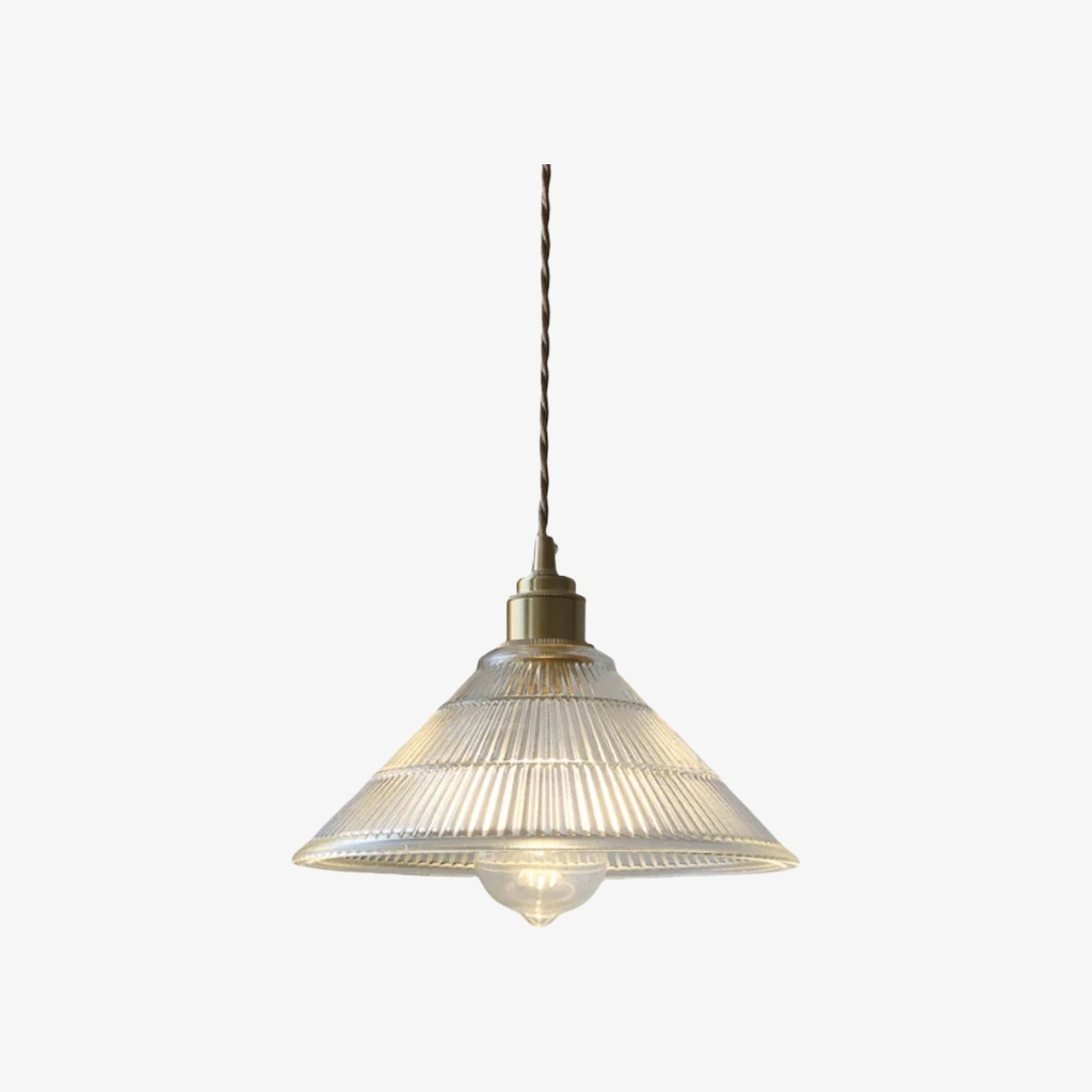 Ribilux Ribbed Pendant Light - Vintage Glass and Metal for Kitchen and Dining Room T1120