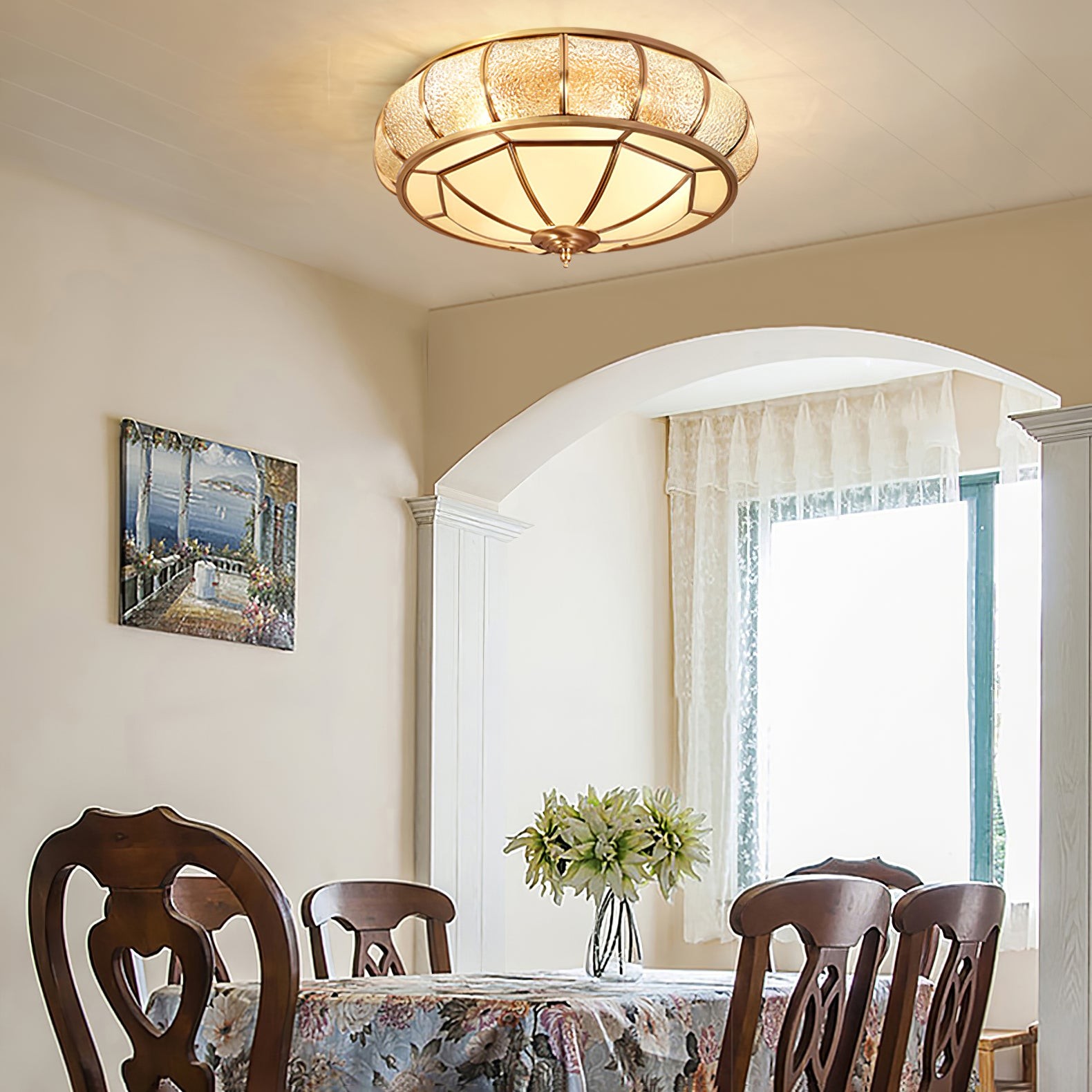 Round Textured Glass Ceiling Light M416