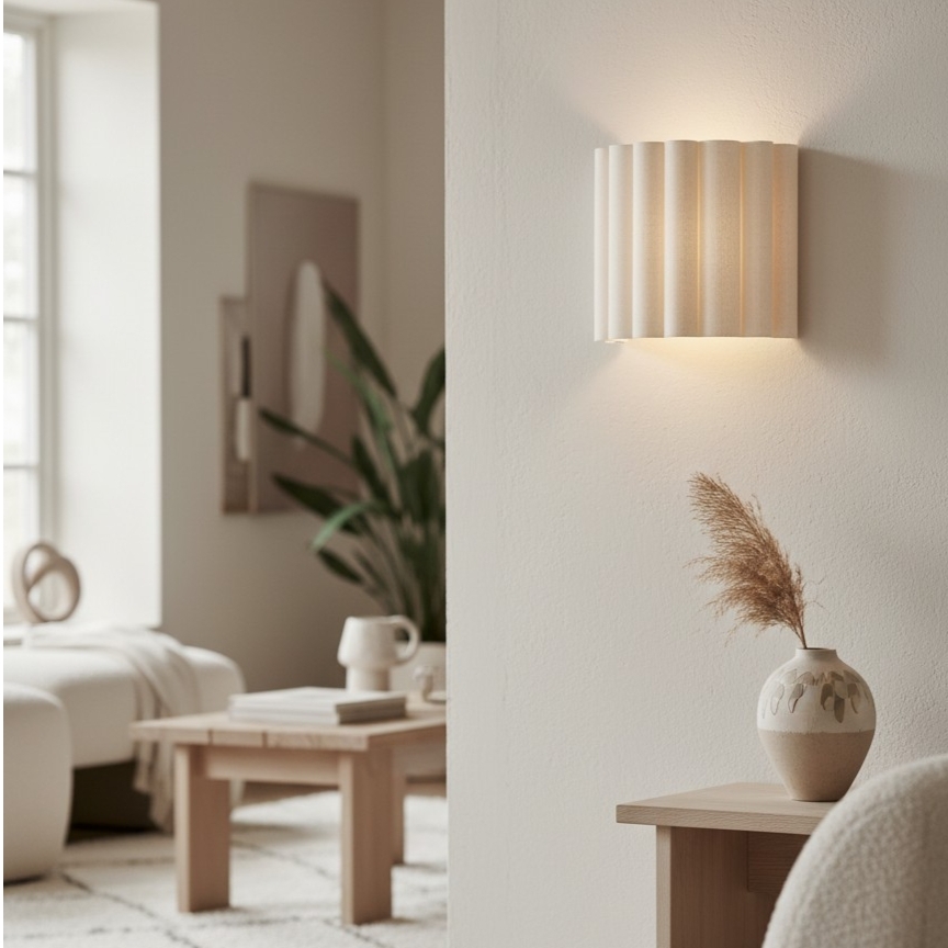 Velura Linen Fold Wall Sconce - Fabric Soft Pleated Design Ambient Lighting for Bedroom or Hallway T803
