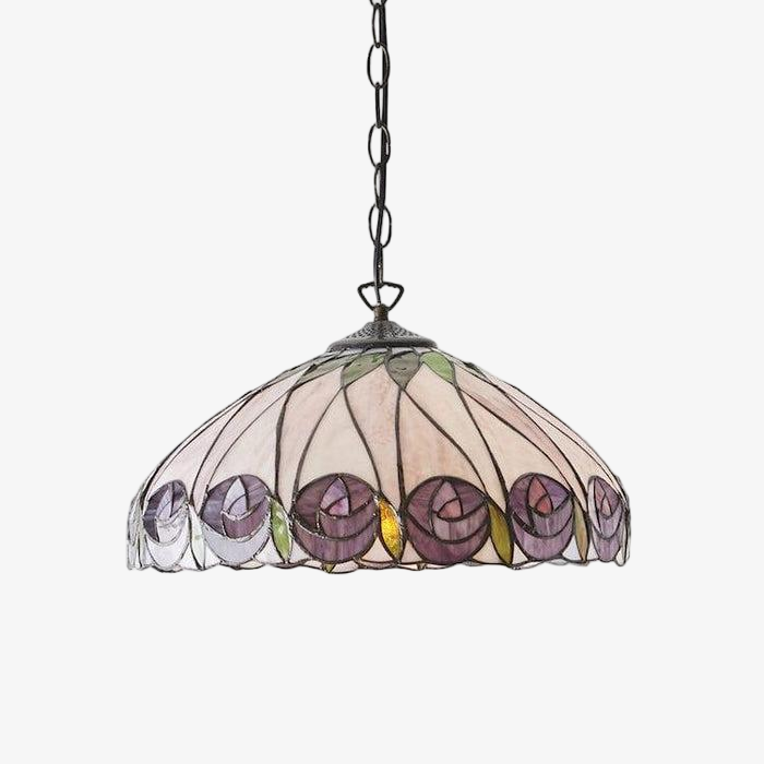 TF Hutchinson Tiffany Glass Pendant Light with Artistic Mosaic Design for Dining and Living Spaces T956