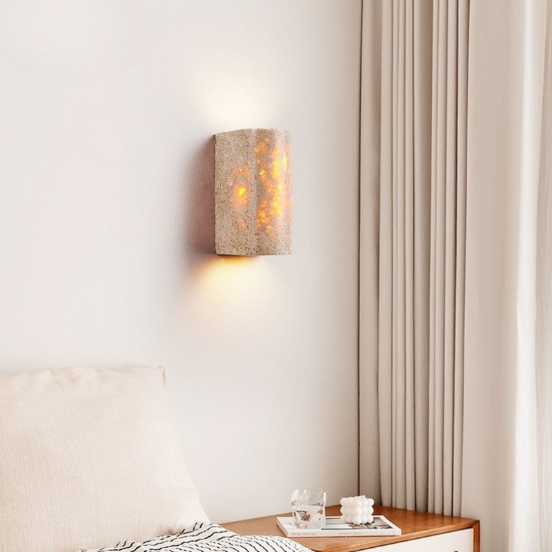 Half-Cylinder Travertine Wall Lamp – Modern Wabi-Sabi LED Light S304