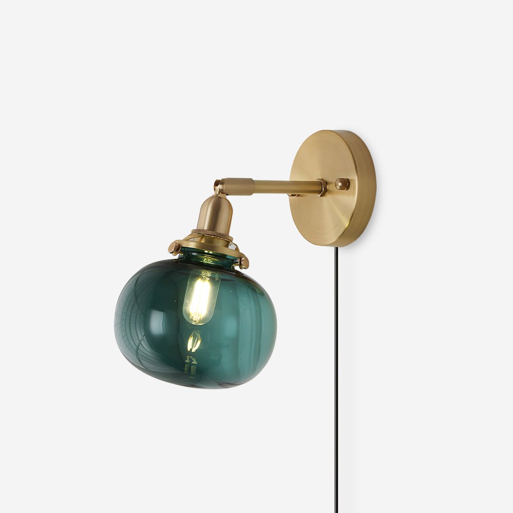 Japanese Style Vintage Brass Glass Wall Lamp M234