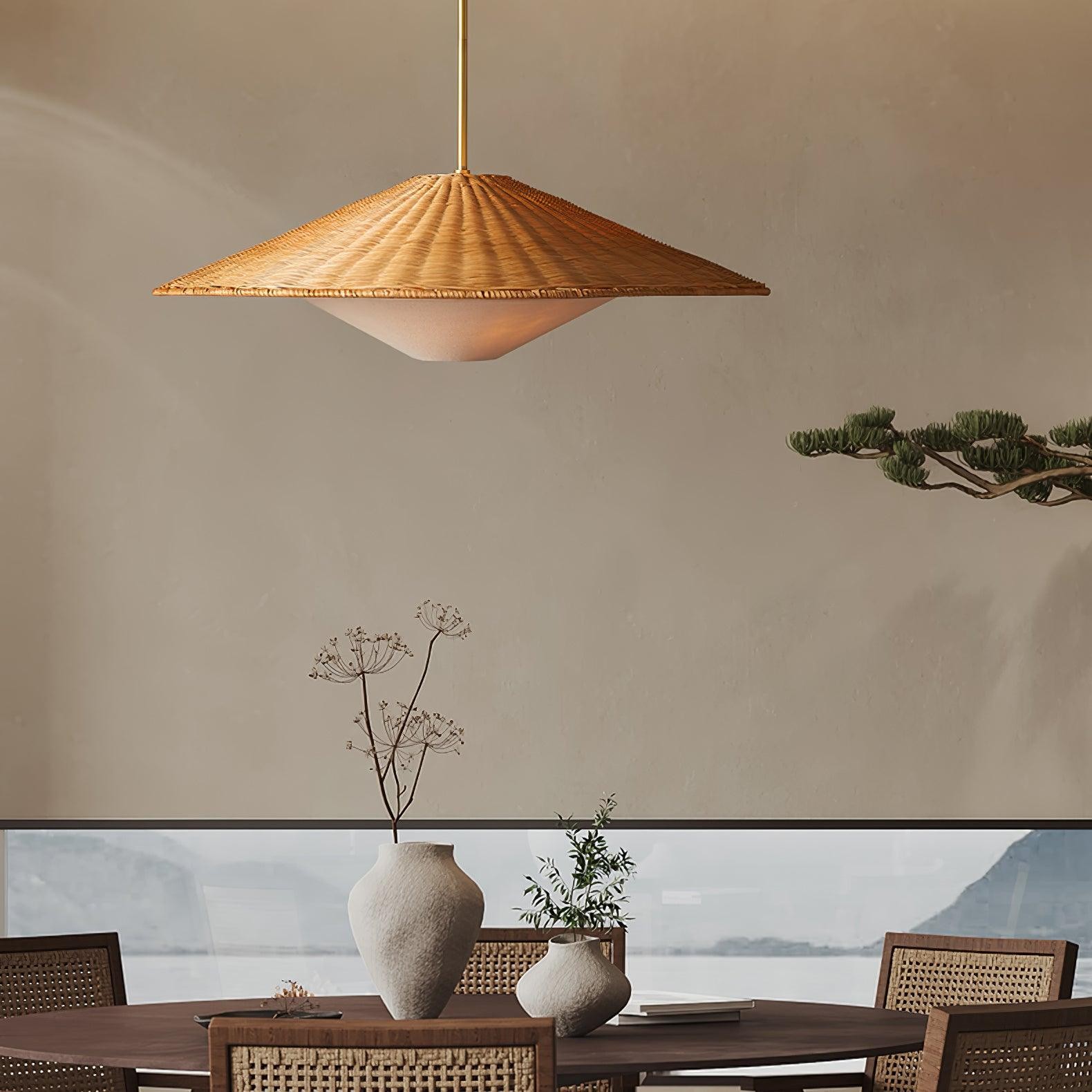 Rattan Hat Pendant Light Suitable For Living Room M513