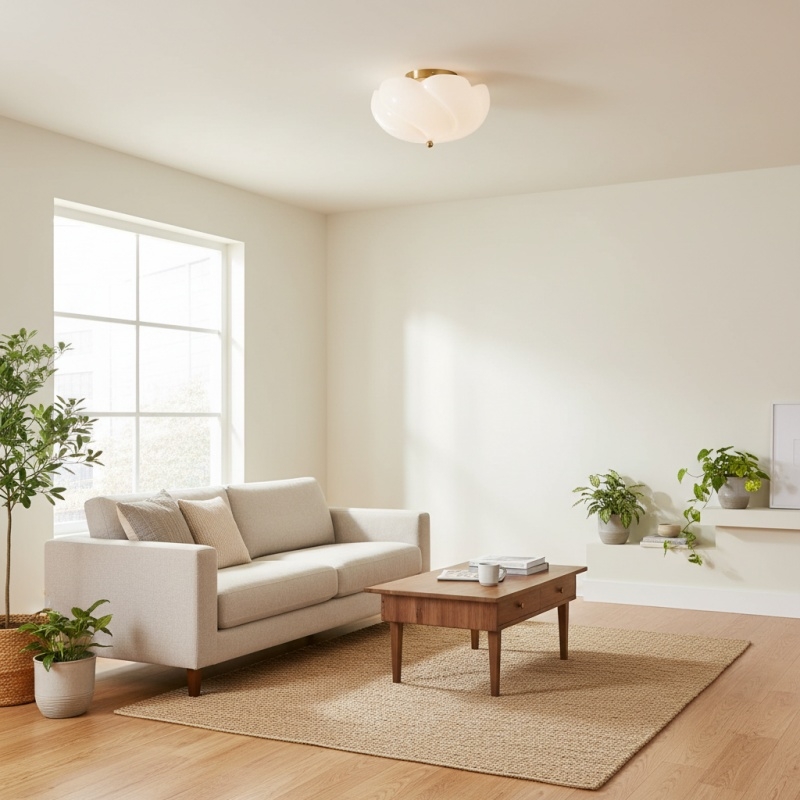 Modo Ceiling Light - Minimalist Glass Shade with Sleek Brass Frame for Dining Room or Office T729