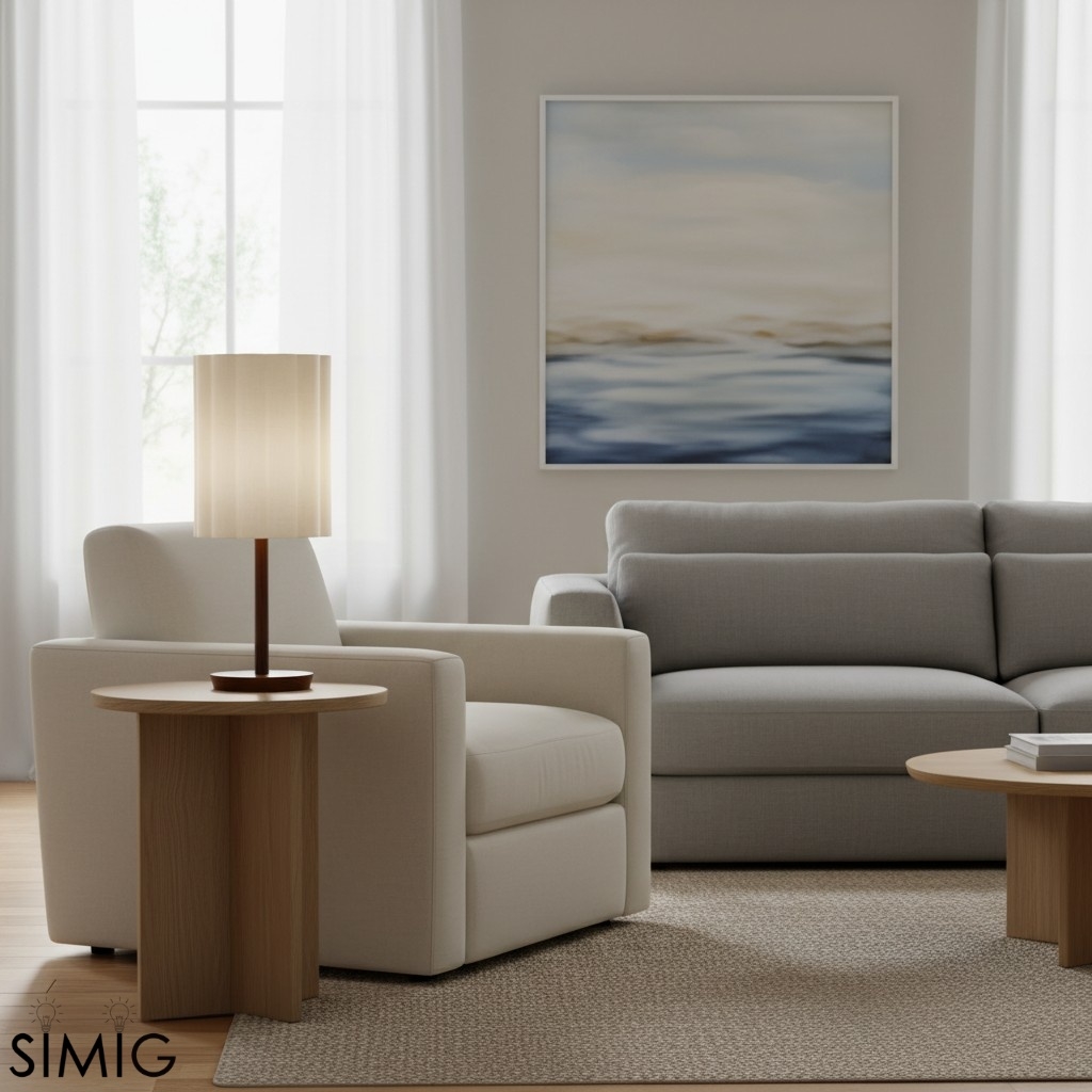 Linbron Wood Fabric Table Lamp - Modern Accent for Living Room T647